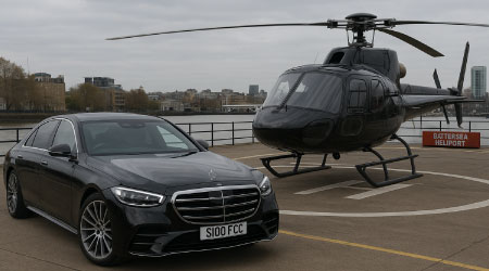 Mercedes S Class S100FCC at Battersea Heliport