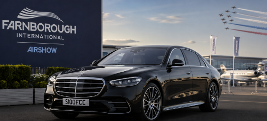 First Class Cars Chauffeur at Farnborough AirShow with S100FCC